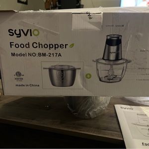 Syvio Food Chopper Model BM-217A 120V Size 5 Cup Layer Blades Silver New